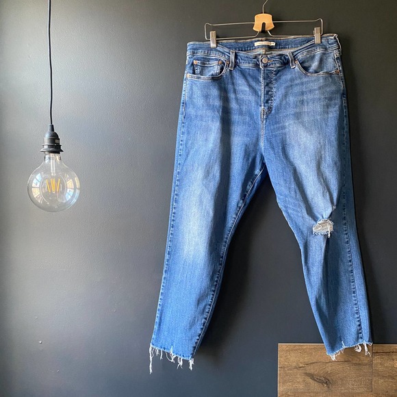 Levi's Wedgie Skinny Ripped Button Fly High Rise Jeans 20W - Picture 2 of 9